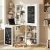Fold-out Convertible Office Desk, Wall Mount Computer Desk with Blackboard and Side Shelf, White