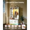 Hall Tree with Bench and Shoe Storage, 39" Wide, Entryway Hall Tree with Bench, Hanging Hooks, Storage Shelves, Adjustable Shoe Shelves, LED Light