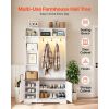 Hall Tree with Bench and Shoe Storage, 39" Wide, Entryway Hall Tree with Bench, Hanging Hooks, Storage Shelves, Adjustable Shoe Shelves, LED Light