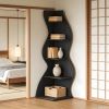 Modern 5-Tier Corner Bookcase Elegant  Bookshelf for Living Room Bedroom Organizer Storage Rack
