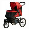 Red 3-Wheel Pet Stroller for Small & Medium Dogs, Adjustable Canopy, Safety Tether, Storage Basket