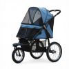Blue 3-Wheel Pet Stroller for Small & Medium Dogs, Adjustable Canopy, Safety Tether, Storage Basket