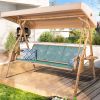 3 Person Patio Swing Outdoor Swing for Adults with Adjustable Canopy &Upgraded Cup Holders
