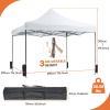 10x10 FT Pop Up Canopy Tent with Slant Legs and Carrying Bag, Easy Setup Outdoor Shelter for Patio,Garden, Beach, White
