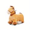 Brown 6V Electric Ride On Pony: Battery Powered Toddler Toy with Music, Forward Movement & Silent PU Wheels for 18-36 Months Old
