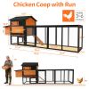 brown+black Wooden Chicken Coop, Large Outdoor Hen House with Run and Nesting Box Poultry Cage, Rabbit Hutch, Waterproof Anti-UV Panel for Backyard