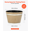 Set of 4 Large 11.81-inch Whiskey Barrel-Style Planters with Drainage Holes, Durable Plastic Flower Pots for Indoor and Outdoor Use