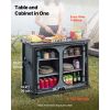 Folding Camping Storage Cabinet, Outdoor Portable Aluminum Lightweight Table, Quick Set-up Compact Kitchen Cook Station, with 6 Shelves and Carry Bag