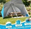 2-in-1 Portable Beach Shelter Umbrella UPF 50+ with Side Panels for Camping And Picnic Outdoor Sun Protection