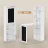 Fold-out Convertible Office Desk, Wall Mount Computer Desk with Blackboard and Side Shelf, White