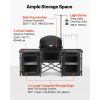 Folding Camping Table, Outdoor Portable Table, Quick Set-up Kitchen Cook Station, with Storage Organizer, Telescoping Legs, a Detachable Windscreen