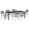 Garden Dining Set 7 pcs Grey Poly Rattan
