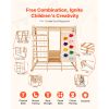 Indoor Jungle Gym, 7-in-1 Toddler Indoor Playground, 47.2 x 58 x 56 inch, with Wood and Rope Ladder, Net Ladder, Swing, Monkey Bar, Slide
