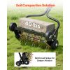 Lawn Aerator, 18 in Manual Push Spike Aerator with 4 Wheels & Handle, Heavy Duty Grass Aerators, Supports 40 lbs Added Weight