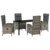 Garden Dining Set 5 pcs Grey Poly Rattan