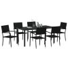 Garden Dining Set 7 pcs Black Poly Rattan