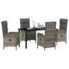Garden Dining Set 5 pcs Grey Poly Rattan
