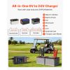 Smart Battery Charger, 25A, 6V 12V 24V Ternary Lithium LiFePO4 Lead-Acid (Gel/AGM) Battery Charger, with 3.4-Inch LCD Display