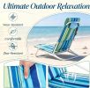 2-Pack Folding Beach Chairs with Sponge Padded Seat Comfortable Camping Gear Lightweight Portable Outdoor Seating Set