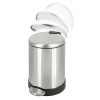Bathroom Trash Can, 1.2 Gallon Stainless Steel Small Step Garbage Bin with Lid, Silver