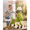 Ride On Horse, Riding Dinosaur Toys for Kids, Features Lifelike Dinosaur Roars, No Battery Required, 360-Degree Flexible Smooth Wheels, Soft Seat