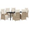 Garden Dining Set 7 pcs Beige Poly Rattan