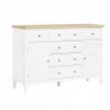 White Adjustable Shelves Sideboard Buffet Cabinet with Storage Drawers, Rubber Wood Top Coffee Bar
