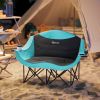 Padded Folding Camp Chair for Adults, Double Camping Chairwith Armrests, Cup Holders, Carry Bag for Outdoor, Green