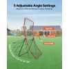 Baseball Softball Rebounder Net 4 x 5.5 ft Pitch Back Trainer, 5 Adjustable Angles, Heavy-duty Steel Frame