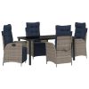 Garden Dining Set 5 pcs Grey and Black Rattan