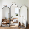 64"x21" Arched Full Length Mirror Freestading Full Body Floor Mirror, Black