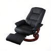 Black Manual Swivel Faux Leather Lounge Chair with Footrest & Armrest, Perfect for Living Room Relaxation