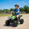 Kids ATV 4 Wheeler, 12V Kids Ride On Toy with Dual Motors, High & Low Speed, Music, Headlights, Up to 3.7 MPH, Green