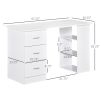 47" Modern Home Office Computer Desk Bookcase Combo Writing Table Workstation with 3 Drawer and Storage Shelf - White
