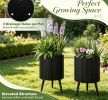 Set of 2 Decorative Flower Pots with Stand And Drainage Holes - Indoor Outdoor Plant Pots with Stand for Home Decor