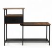 3-Tier Shoe Storage Rack Bench with Metal Frame And Drawer - Home Entryway Organizer with Seating