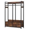 Industrial Open Clothes Rack Multifunctional Standing Closet Organizer with 47" Clothing Rod, Top Shelf