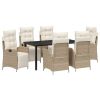 Garden Dining Set 7 pcs Beige Poly Rattan