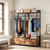 Industrial Open Clothes Rack Multifunctional Standing Closet Organizer with 47" Clothing Rod, Top Shelf