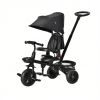 Black Foldable Toddler Trike 1-5Y Travel-Friendly with Storage, Reversible Seat, Safety Harness for Road Trips