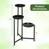 3-Tier Staggered Metal Plant Stand, Black Rustproof Corner Plant Shelf with Anti-Scratch Feet
