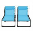 Sky Blue Set of 2 Folding Chaise Lounge Chairs Outdoor Reclining Sun Tanning Chairs for Garden Poolside Relaxation