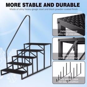 5 Step Ladder With Handrail, Swimming Pool Ladder Above Ground, 660 Lb Load Capacity RV Steps With Anti-Slip Panel, Mobile Home Stairs For Reaching An (Option: Default)