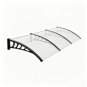 120x40 In Transparent Door Awning Canopy, One-Piece PC Sun Panel With Black PP Brackets & Aluminum Strip, Outdoor Rain Shelter For Front Door, Wi (Option: 85512447)