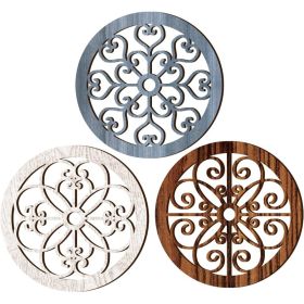 Rustic Wooden Wall Decor 3 Units, Thick Vintage Style Hanging Decorations For Living Room, Bedroom, Entryway And Home (Option: MULTI)