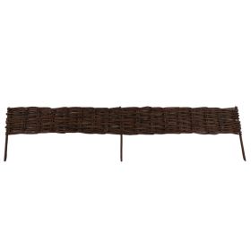 Willow Garden Border Fence 16x48Inch, Natural Handwoven Wicker Edging Fence, Decorative Landscape Border Panel For Outdoor Lawn & Flower Bed (Option: Default)