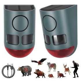 2Pack OR 1Pack Option 3-In-1 Ultrasonic Solar Animal Repeller Motion Activated Animal Repellent With Ultrasonic Sound Alarm Strobe Light 4 Modes (Option: 2PCS)