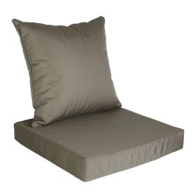 Outdoor Seat Cushion Set Waterproof Patio Furniture Cushion And Back Pillow Fade Resistant Deep Seat Set Chair Pad With Removable Cover For Chair Sofa (Option: DarkGrey)