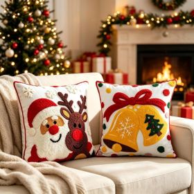 2Pcs Christmas Throw Pillow Covers 18x18, Soft Holiday Decor (Option: Red)