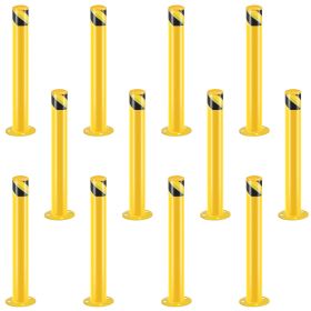 Safety Guardrails, 36 Inch High Steel Guardrails, 3.5-inch Diameter Parking Lot Guardrails, Yellow Powder Coated Safety Parking Lot Railings, Sui (Option: Default)